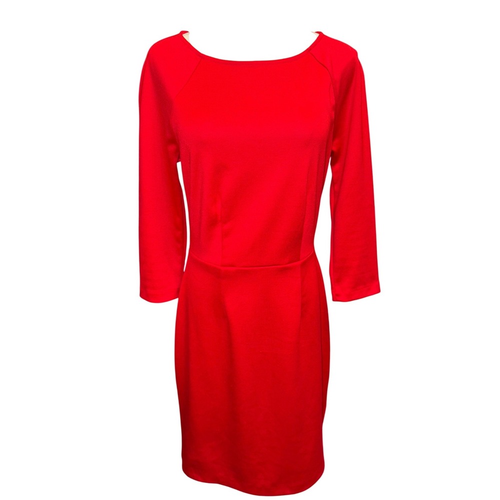 The Limited Womens Red 3/4 Sleeve Sheath Dress Size 6 Boat Neck Exposed Zipper